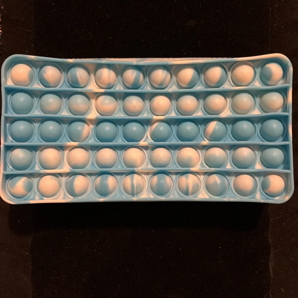 Silicone Fidget Pencil Case Push Pop Bubble Sensory Relief Blue Pop It Fidget